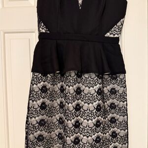 Max & Cleo Black and White Strapless Dress